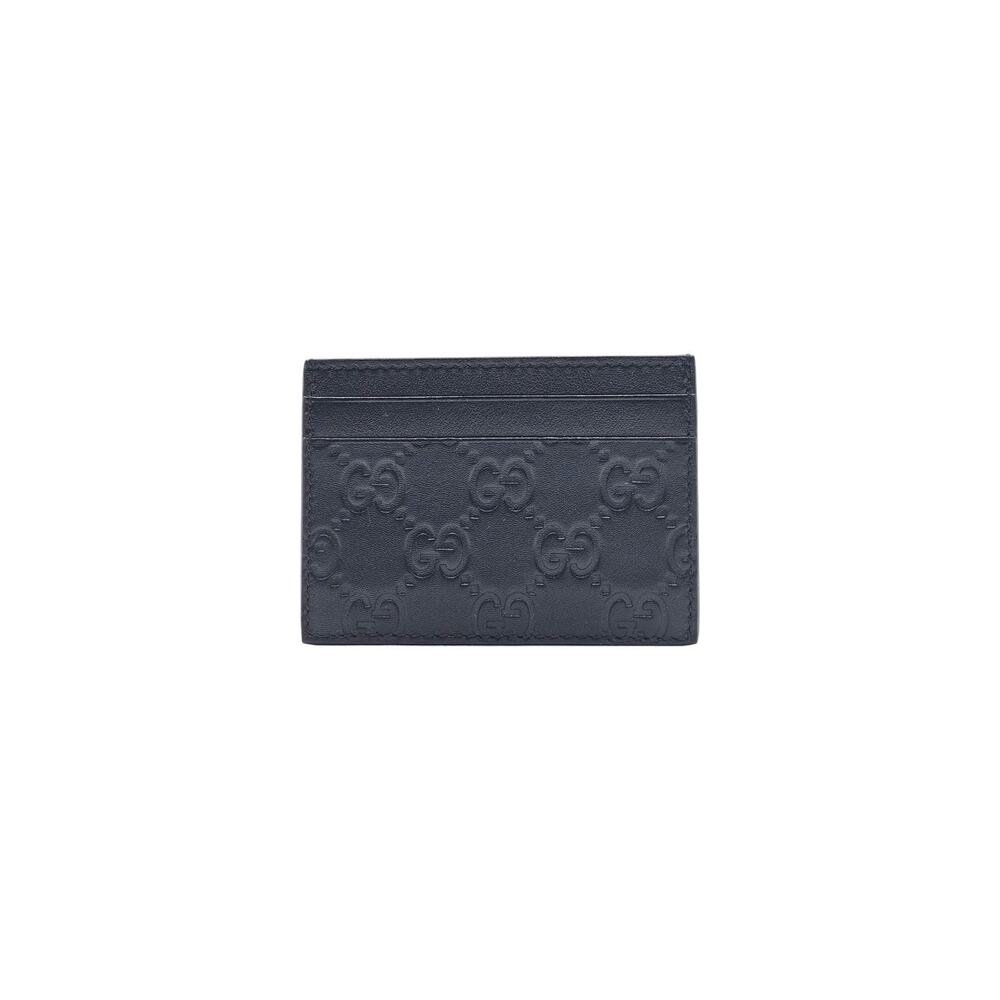 Gucci Guccissima GG Leather Card Holder Wallet Black - Preowned